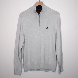 Nautica Mens Quarter Zip Sweater Size Medium Gray Navtech Preppy Academia Y2K